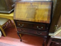 Inlaid mahogany bureau with two drawers