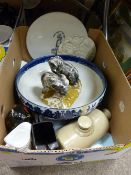 Box of mixed china and pottery