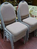 Parcel of eight stacking and linking upholstered chairs