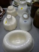 Five vintage porcelain jelly moulds