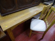 Modern dining table and four chairs 150 x 92cms approx