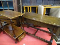 Small coffee table and a two shelf whatnot with base drawer
