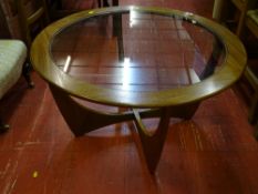 Possibly G-Plan circular coffee table with glass insert