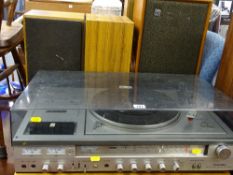 Vintage Toshiba SM-2950 stereo music centre, pair of Dynatron wooden cased speakers and one other