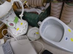 A slipper chamber pot and china part wash set