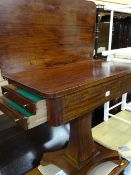 Antique style foldover table with end drawers