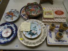 Decorative plates, including Johnston bros. Ironstone Christmas plates, placemats, etc