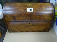 Fine dome topped inlaid mahogany and walnut tea caddy