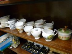 Quantity of Grosvenor teaware, 'God Speed the Plough' twin handled tankard etc
