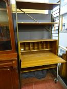 Ladderax style shelving unit with central interior bureau section