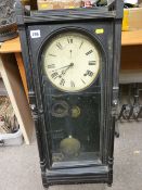 Black japanned pendulum wall clock with enamelled dial