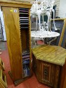 Large modern CD rack and a quantity of various CDs, octagonal occasional storage unit with