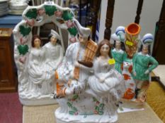 Staffs Scottish flatback clock holder, another Staffs flatback and a Staffs spillholder