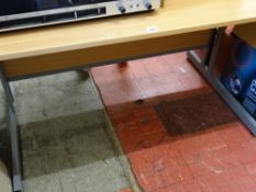 Modern melamine desk, one other and a parcel of curtain rails etc