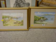 C E GAT? pair of watercolours - fishing village scenes, 18 x 26 cms