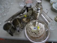 Electroplatr cocktail shaker, bottle holder, peacocks etc