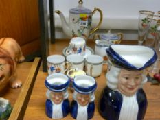 Three Wood & Son Toby jugs, Oriental tea service etc