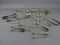 Parcel of silver and EP sugar tongs