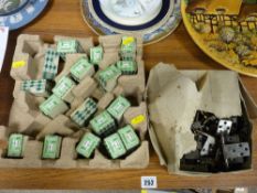 Vintage brass furniture hinges and a quantity of panel pins