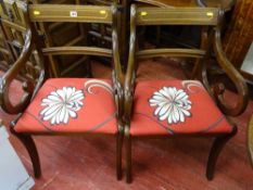 Two mahogany inlaid dining chairs
