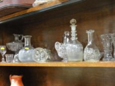 Parcel of mainly pressed glassware, some etched, rabbit jelly mould and a Hangman whisky tumbler