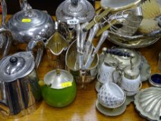 Three piece electroplate tea service and a large parcel of similar items