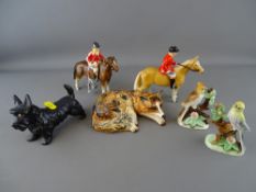 Two Beswick horses and riders A/F and a parcel of similar ornaments