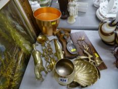 A parcel of copper and brass items etc