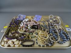 Tray of costume jewellery (lots of pearls)