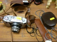 Vintage cased camera PAX Ruby, Wester Master III lighting meter etc