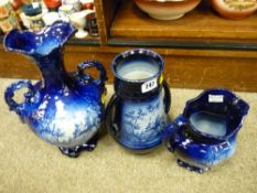 Three pieces of blue and white china by Old Court Ware of England