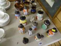 Welsh Lady toby type jugs, copper lustre etc