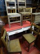 White painted formica topped table and four farmhouse style chairs