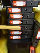 Desktop document drawer cabinet for A4 notebooks and a quantity of box files