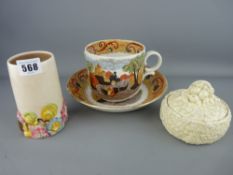 Clarice Cliff 'My Garden' vase and a Newport pottery marmalade pot and cover along with a large