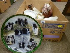 Box of decorative plates and tableware