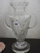 Scottish crystal two handled presentation vase inscribed 'Laura Mound Crystal'