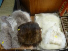 Two vintage fur stoles etc