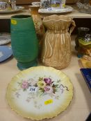 Brannam Barnstaple vase, Falconware jug etc