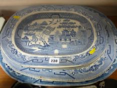 Quantity of Willow pattern meat platters