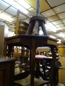Octagonal occasional table, vintage wash dolly and a magazine rack