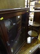 Wall hanging glass fronted single door display cabinet and a folding cakestand