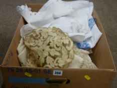 Box of vintage table and other linen