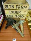 Crate of vintage brass and other barrel taps etc