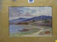 J C SALMON framed watercolour - titled 'Looking Towards Anglesey over the Conwy Estuary', signed