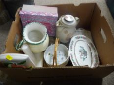 Box of household crockery etc