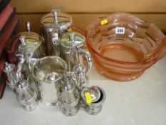 Good parcel of electroplate including tea service and an Art Deco style bowl
