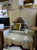 Limed walnut bedroom suite comprising large double wardrobe, smaller wardrobe, dressing table,