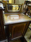 Small bedside cabinet with mirror to back and inlay detailing