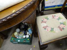 Mahogany wind-out dining table and four harlequin splatback dining chairs